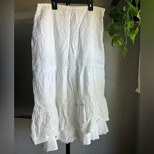 LOFT White Tiered Midi Skirt